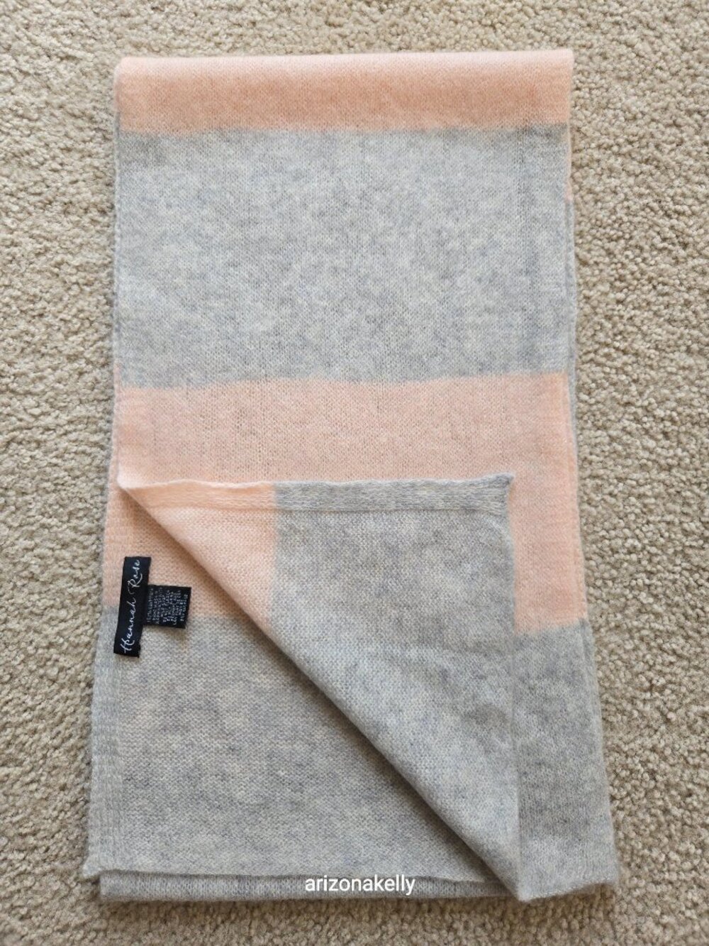 Hannah Rose Cashmere Scarf Pink & Grey Lightweight Weave - Picture 11 of 12